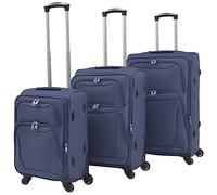 vidaXL Jeu de Valises Souples 3 pcs Bleu Marine Ensemble Coffres Bagage Voyage