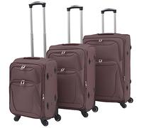 vidaXL Jeu de Valises Souples 3 pcs Café Ensemble Coffres Voyage Vacances