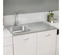 Vidaxl Jeu D'évier De Cuisine Et Égouttoir Argenté 1000x600x155mm Inox