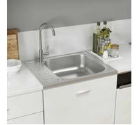 vidaXL Jeu d'évier de cuisine et égouttoir 147230 - inox argenté 500x600x155 mm