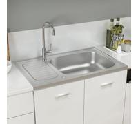 Vidaxl Jeu D'évier De Cuisine Et Égouttoir Argenté 800x500x155 Mm Inox