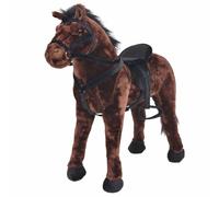 vidaXL Jouet en Peluche Cheval Marron Foncé XXL Poupée Doudou Enfants Maison
