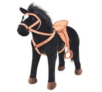 vidaXL Jouet en peluche Cheval Noir 91310