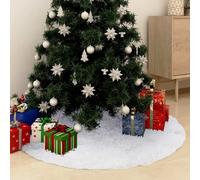 vidaXL Jupe de sapin de Noël Blanc 90 cm Fausse fourrure