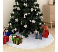 vidaXL Jupe de sapin de Noël Blanc 90 cm Fausse fourrure Blanc G