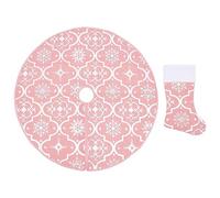 vidaXL Jupe de Sapin de Noël de Luxe avec Chaussette Tapis de Sapin de Noël Base d'arbre de Noël Décoration Salon Intérieur Rose 150 cm Tissu