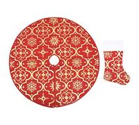 vidaXL Jupe de Sapin de Noël de Luxe avec Chaussette Tapis de Sapin de Noël Base d'arbre de Noël Décoration Salon Intérieur Rouge 150 cm Tissu