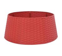 vidaXL Jupe de Sapin de Noël Rouge Ø56x23 cm Plastique, Jupe de Sapin, Base de Sapin de Noël, Jupe d'arbre Aspect résine tressée, Jupe de Noël
