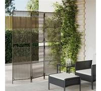 vidaXL Cloison de séparation 3 panneaux gris résine tressée Gris