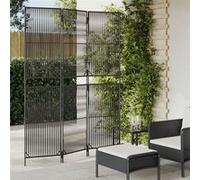 vidaXL Cloison de séparation 3 panneaux noir résine tressée Noir