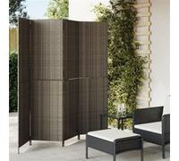 Kamerscherm 4 panelen poly rattan grijs365346