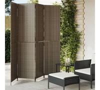 Kamerscherm 4 panelen poly rattan grijs365362