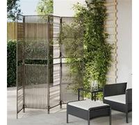 vidaXL Cloison de séparation 4 panneaux gris résine tressée Gris