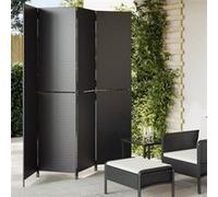 vidaXL Kamerscherm 4 panelen poly rattan zwart365360 Noir G