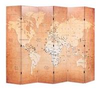 vidaXL Kamerscherm inklapbaar wereldkaart 228x170 cm geel245880 Jaune G