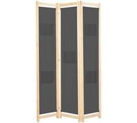 Cloison de séparation 3 panneaux Gris 120x170x4 cm Tissu Gris