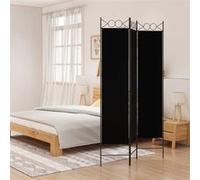 vidaXL Cloison de séparation 3 panneaux Noir 120x200 cm Tissu Noir