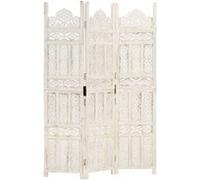 vidaXL Cloison de séparation 3 panneaux Blanc 120x165 cm Bois manguier