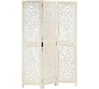 vidaXL Kamerscherm met 3 panelen handgesneden 120x165 cm mangohout wit285336 Blanc G
