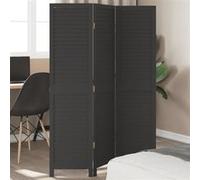 vidaXL Cloison de Séparation 3 Panneaux, Séparateur de Pièce, Écran d'Intimité, Paravent de Salon Chambre, Noir Bois de Paulownia Massif