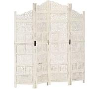 vidaXL Cloison de séparation 4 panneaux en bois de manguier blanc 160x165 cm