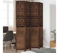 vidaXL Cloison de séparation 4 panneaux marron foncé paulownia massif Marron