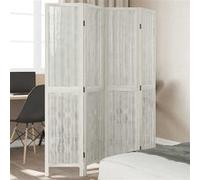 Cloison de Séparation 4 Panneaux, Séparateur de Pièce, Ecran d'Intimité, Paravent Chambre Salon, Blanc Bois de Paulownia Massif