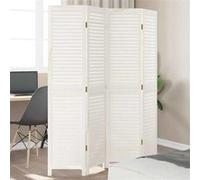vidaXL Cloison de séparation 4 panneaux blanc bois de paulownia massif Blanc
