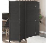 Kamerscherm met 4 panelen massief paulowniahout zwart358849