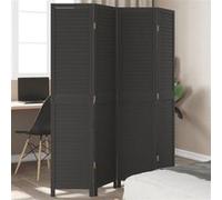 vidaXL Cloison de séparation 4 panneaux noir bois de paulownia massif