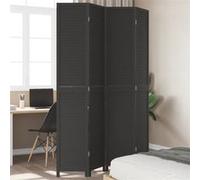 Kamerscherm met 4 panelen massief paulowniahout zwart358852