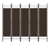 Cloison de séparation 5 panneaux Marron 200x180 cm