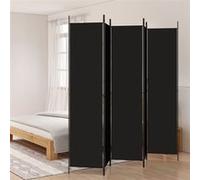 Cloison de Séparation 5 Panneaux Séparateur de Pièce Pliable Diviseur Ecran d'Intimité Paravent Décoration Salon Noir 250x220 cm Tissu