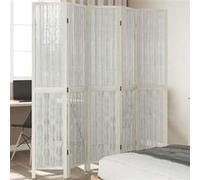 vidaXL Cloison de séparation 5 panneaux blanc bois de paulownia massif Blanc