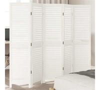 vidaXL Cloison de séparation 5 panneaux blanc bois de paulownia massif Blanc