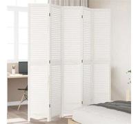 vidaXL Cloison de séparation 5 panneaux blanc bois de paulownia massif Blanc