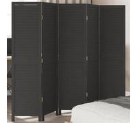 vidaXL Cloison de séparation 5 panneaux noir bois de paulownia massif Marron