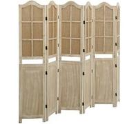 vidaXL Cloison de séparation 6 panneaux Marron 214x165 cm Tissu Marron