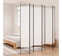 Cloison de Séparation 6 Panneaux Séparateur de Pièce Pliable Diviseur Ecran d'Intimité Paravent Décoration Salon Blanc 240x220 cm Tissu