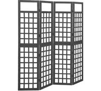 vidaXL Cloison de séparation à 4 panneaux Bois de pin Noir 161x180 cm