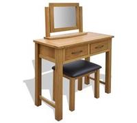 Kaptafel met krukje massief eikenhout242742