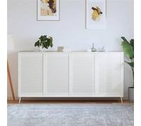 vidaXL Kastdeuren met lamellen 4 st 99,3x59,4 cm grenenhout wit151177 Blanc G