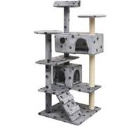 Arbre À Chat Et Griffoir Sisal 125 Cm Empreintes De Pattes Gris