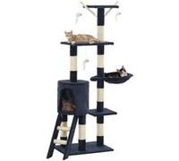 Arbre À Chat Avec Griffoirs En Sisal 138 Cm Bleu Foncé