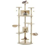 vidaXL Arbre à chat avec griffoirs en sisal 203 cm Beige et Blanc