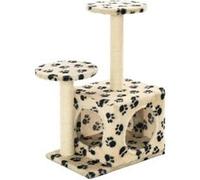 Arbre à Chat avec Griffoir en Sisal 60 cm Beige Motif de Pattes Jouet
