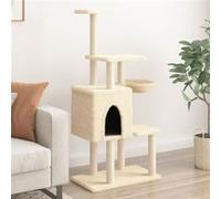 vidaXL Kattenmeubel met sisal krabpalen 131 cm crÃmekleurig172127 Crème G