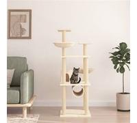 vidaXL Kattenmeubel met sisal krabpalen 141 cm crÃmekleurig171747 Crème G