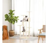 171636 vidaXL Arbre à chat avec griffoirs en sisal Crème 153 cm
