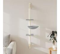 vidaXL Kattenmeubel wandgemonteerd met krabpaal 142,5 cm lichtgrijs172396 G